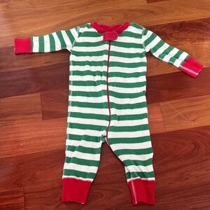 Green  and White Striped Kids One Piece Sleeper